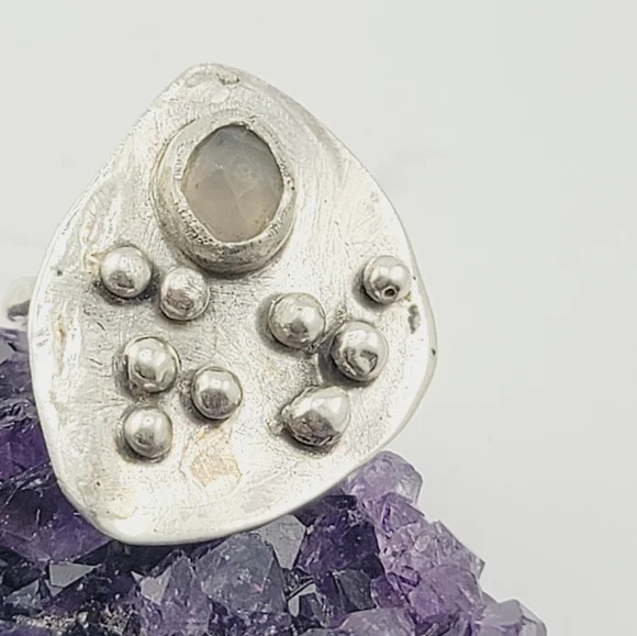 MOONSTONE RING HANDMADE IN STERLING SILVER METAL SIZE 6.5 - Picture 6 of 6